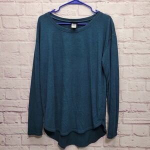 Felina Soft Teal Sweater Tunic Womens L Stretch Cozy Travel Loungewear Minimal